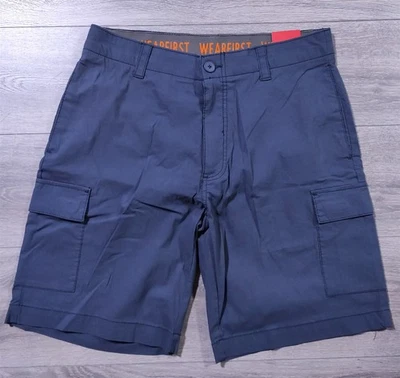 Bermuda cargo Wearfirst masculina 34 azul algodão elástico náilon verão bolsos externos - Imagem 1 de 4