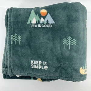 Life Is Good “Keep It Simple” Berkshire Peluche Lanzamiento 60”x70” Montañas Verdes - Imagen 1 de 5