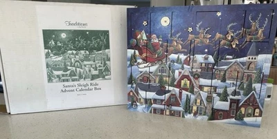 Byers Choice Traditions Santas Sleigh Wooden Advent Calendar-MINT IN BOX UNUSED - Image 1 of 4
