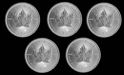 2015 1 oz Silver Canadian Maple Leaf - * LOT OF 5 * - Image 1 of 4