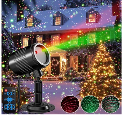 Proyector láser navideño rojo y verde IP65, luces estrelladas para jardín y fies - Изображение 1 из 4