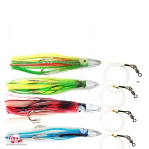 Peces 4 piezas ¡GUAU! Plataforma de cabeza cromada de chorro de bala de pesca de 7" doble gancho arrastre 4 colores - Imagen 1 de 10