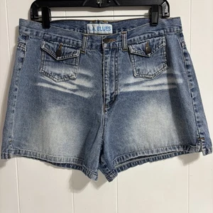 VTG LA BLUES Jean Shorts Plus Size 14 Whiskered Stone Washed HiWaist Y2K 80s 90s - Picture 1 of 12