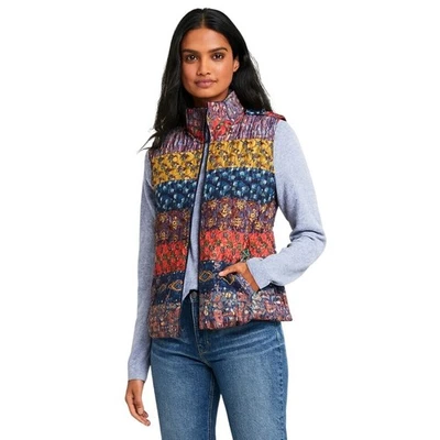 NEW Young Threads Patchwork Quilted Boho Cottage Zipper Vest Small Multicolor - Image 1 of 4