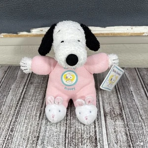 My first Snoopy Plush Waffle Weave Peanuts Bunny Feet Prestige Pink Stuffed Toy - Picture 1 of 12