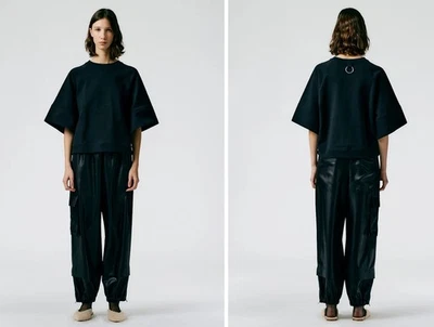 Tibi $435 Celia Drape Pull On Wilt Jogger Largo Negro Grande Foto 1 de 4