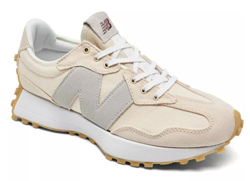 NEW BALANCE 327 scarpe sneakers donna tela beige marrone chiaro taglia 12 #WS327US