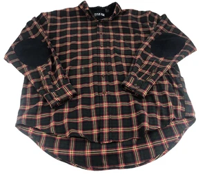Fila Sport Mens Plaid Shirt Large Button Up Long Sleeve Elbow Patch Chest Pocket - Picture 1 of 16