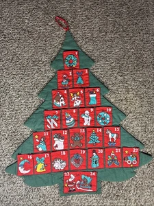 Vintage Avon Christmas Holiday Advent Calendar Cloth Fabric Christmas Tree - Picture 1 of 8