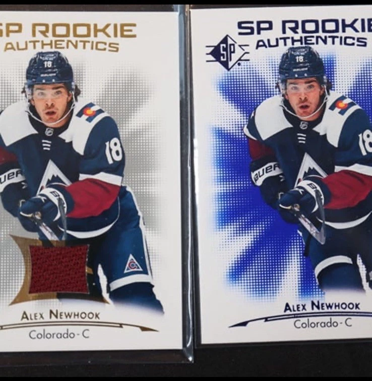 2021-22 UD SP Hockey Rookie Authentics Alex Newhook Base & Jersey Rookie #140 - Image 1 of 4