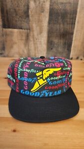 Vintage 90's Goodyear AOP All Over Print Snapback Hat Cap Swingster NOS