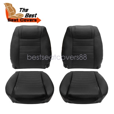 For 2005-2009 Ford Mustang GT Driver / Passenger Bottom / Top Seat Cover Black Foto 1 de 4