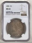 1896 NGC MS63 Toned Morgan Dollar. Stunning 90% Silver Coin Bronze Toning!