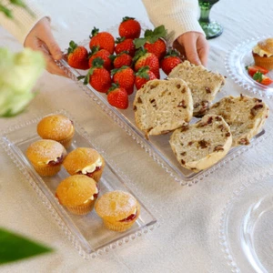 Large Rectangular Glass Serving Platter Alfresco Dining Tray Bella Perle Plates - Picture 1 of 7