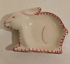 Andrea by Sadek Tea Bag Holder Trinket Dish Bunny Rabbit Shaped Red & White