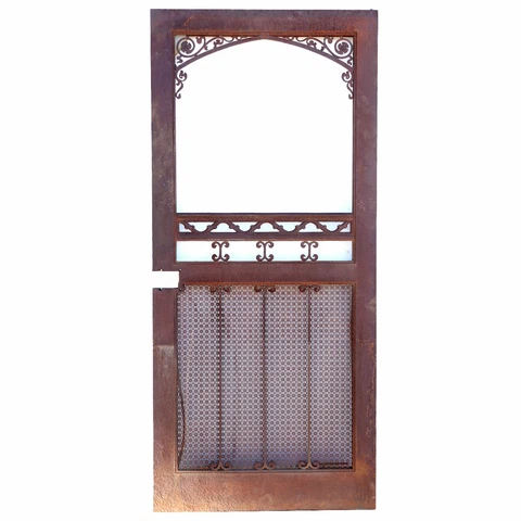 Vintage American Gothic Revival Hammered Iron & Steel Screen Single Door c. 1929 Cover
