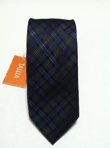 NWT TALLIA MENS NEW BLUE/GRAY 100%SILK PLAID CLASSIC NECKTIE WIDTH: 2 3/4" - Picture 1 of 2