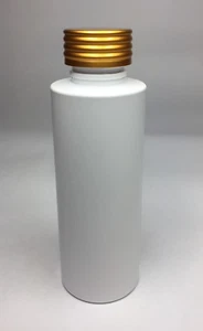 200ml PET Kunststoff weiß zylindrische Flasche + Gold gerillter Schraubverschluss JEDE MENGE - Bild 1 von 1