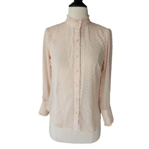 Banana Republic Factory Swiss Dot Coquette Blouse Women's Size XSP Peach Office - Picture 1 of 6