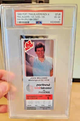 1988 Dan Majerle NBA Debut Ticket Stub 11/4/88 Phoenix Suns Trailblazers PSA 4 - Image 1 of 3