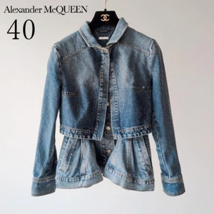 Alexander McQueen Women's Peplum Denim G-Jean Jacket Designer Outerwear F/S - Picture 1 of 9
