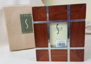 Vintage S Studio Eighty-Four Wood w/Metal Inlay Photo Storage Box w/Original Box - Picture 1 of 14