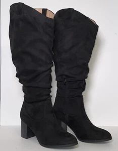 NEW Journee Collection Aneil Black Boot Sz 8.5 Extra Wide Calf Slouchy Knee High - Picture 1 of 13