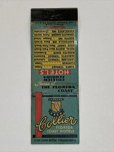Vtg MATCHBOOK COVER Collier Florida Coast Hotels - Picture 1 of 2