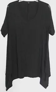 TAKING SHAPE Bamboo TOP soft Black Draped Shirt Sheer mesh trim~ Women plus sz S - Picture 1 of 5
