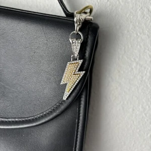Rhinestone Lightning Bolt Electric Shock Bag Charm Keychain Key Chain New - Picture 1 of 9