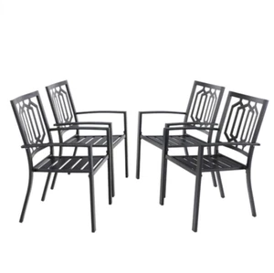 Outdoor Patio Dining Arm Chairs Set of 4 Stackable Chair for Patio Garden - Picture 1 of 9