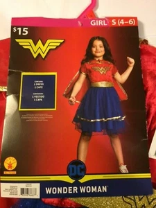 Girl Halloween Costume Wonder Woman 2 Piece Set Dress + Cape S (4-6) $ 15.00 - Picture 1 of 5