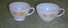 Two (2) ~ Fire King  Wheat Pattern ~ Milk Glass Coffee Cups ~ One Footed