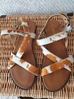 Next Sandals Leather Size UK 6.5 New With Tags Animal Print Mustard And Cream