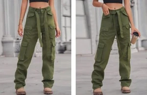 Damen Cargohose mehrere Taschen lang gerades Bein lässig locker Größe 14 - Bild 1 von 3