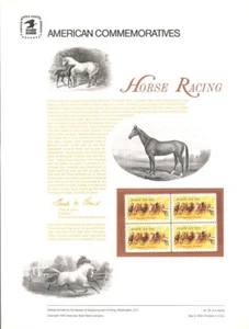 #30 10c Horse Racing #1528 USPS Commemorative Stamp Panel - Picture 1 of 1