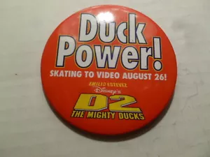 Mighty Ducks Pin Back Hockey Video Store Promotional Movie Button D2 1994 Promo - Picture 1 of 3