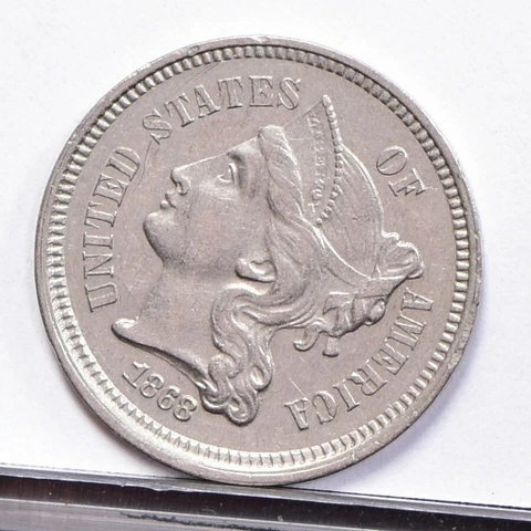 1868 Three Cent Nickel 3CN - Ch AU Details, Cleaned (#48790-L) Cover