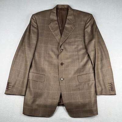 Canali Suit Jacket 42L US 52L Euro Silk Wool Brown 3 Button Made In Italy - Image 1 of 4