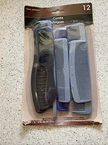 12 BASIC SOLUTIONS Combs In Black Blue And Gray New In Pack - Picture 1 of 3
