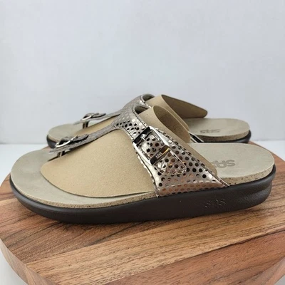 SAS Womens Size 10 Gold Sanibel-M Oro Thong Leather Sandals NIB - Image 1 of 4