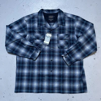 Pendleton Wool Board Shirt Loop Collar Ombré Plaid Umitilla USA Fabric XXL NWT - Image 1 of 4