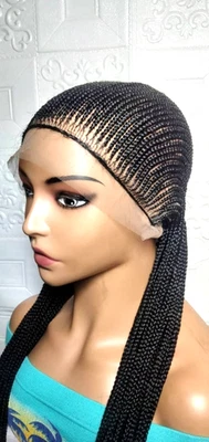 Braided Wig. Small Cornrow Braids. Full Lace Baby Hair. Ghana Lemonade Braids - Image 1 of 4