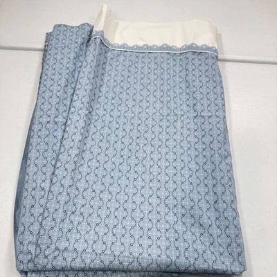 vintage jcpenney twin flat sheet cotton blend percale blue stripes floral y2k 90 - Image 1 of 4