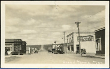 Vtg Postcard RPPC Main St Ed Toftey Store Cars Grand Marais MN Real Photo 1936