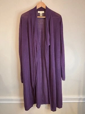 Ronit Zilkha Linen Full Length Open Cardigan Women's Size Medium Purple - Image 1 of 4