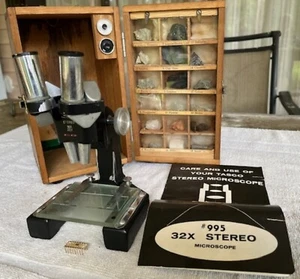 ANTIQUE TASCO Deluxe #995 32 Power STEREO MICROSCOPE - Picture 1 of 17