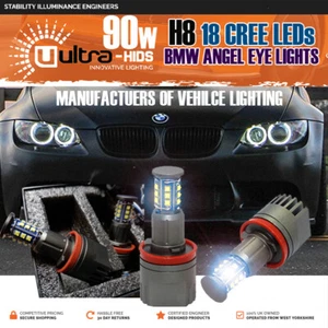 H8 90W BMW LED ANGEL EYES MARKER: E82 E87 E90 LCI E92 E93 X1 E70 X5 X6 LUX A3 - Picture 1 of 2