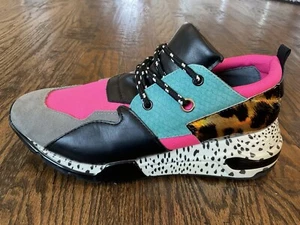 Steve Madden Cliff Sneakers Pink Turquoise Leopard Gray Bright Multi Women's 11 - Picture 1 of 17