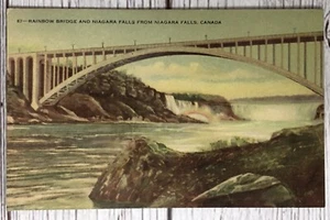 Rainbow Bridge And Niagara Falls From Niagara Falls, Ontario, Canada Postcard - Picture 1 of 2